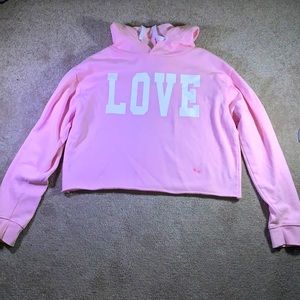Pink Sweater Crop Top “Love”